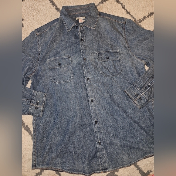 Carbon 2 Colbalt 100% Cotton Denim Button Down Large - Picture 1 of 4